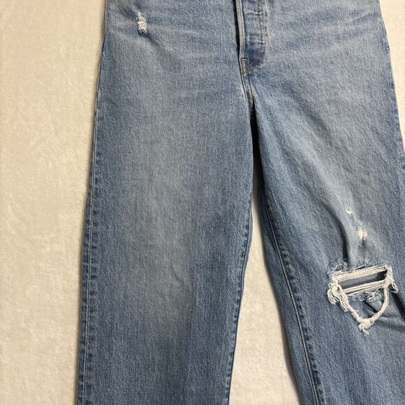 Levi's Premium Jeans Women's 28 Ribcage Straight Ankle High Rise Button Fly Blue - Picture 4 of 16